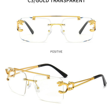 Men's Luxury Designer Punk Sun Glasses With Lion Decor Square Rimless Gradient Vintage Sunglasses  -  GeraldBlack.com