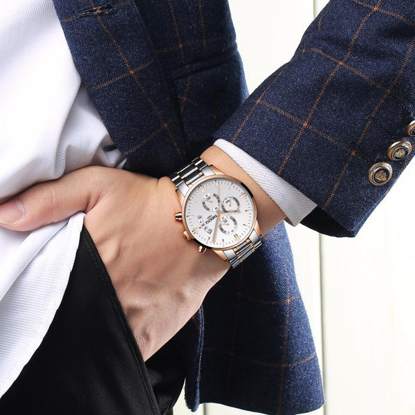 Men's Luxury Fashion Casual Quartz Dress Watch with Round Case - SolaceConnect.com