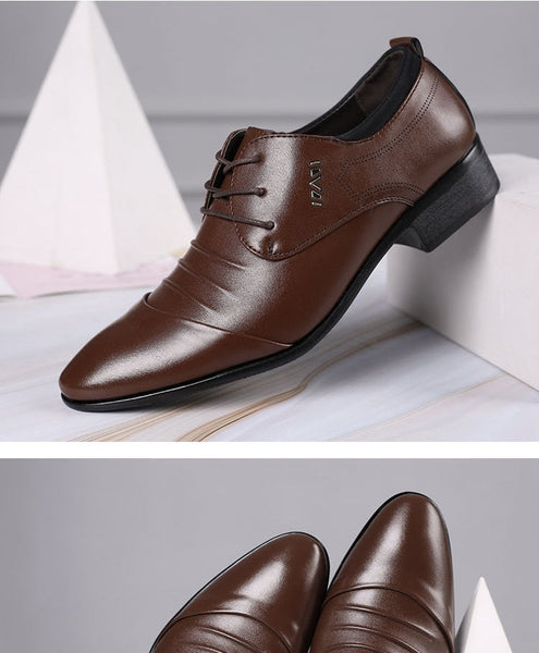 Men's Luxury Formal Italian Fashion Leather Pointed Toe Oxford Dress Shoes  -  GeraldBlack.com