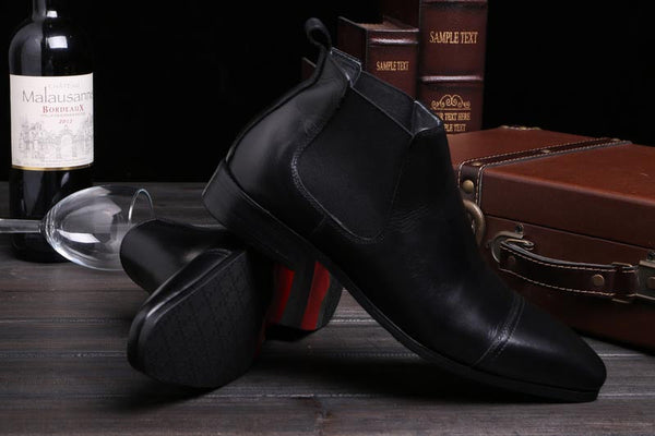 Men's Luxury Formal Wedding Business Genuine Leather Slip On Boots  -  GeraldBlack.com
