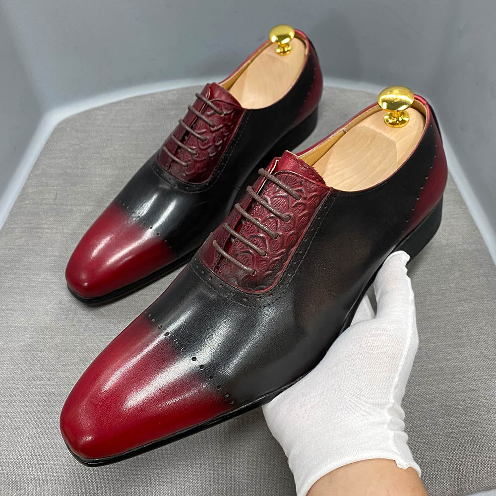 Men's Luxury Genuine Leather Pointed Toe Lace Up Business Oxford Shoes  -  GeraldBlack.com