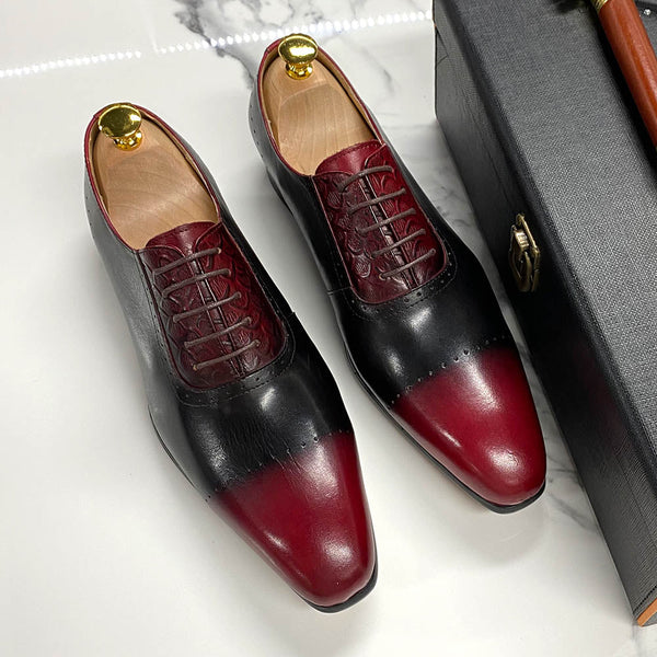 Men's Luxury Genuine Leather Pointed Toe Lace Up Business Oxford Shoes  -  GeraldBlack.com