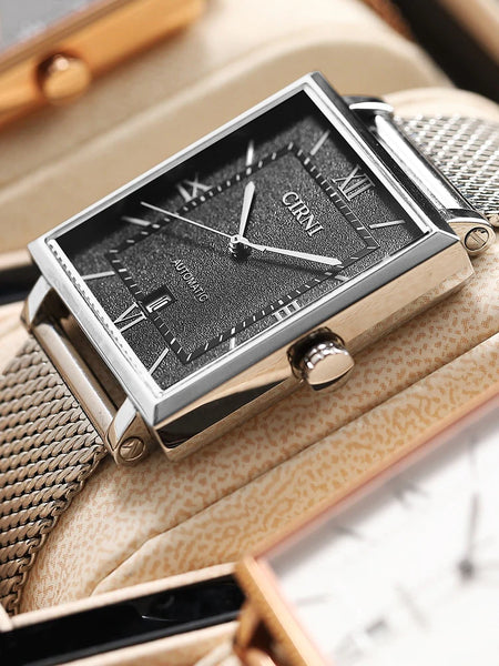 Men's Luxury Rectangle Stainless Steel Automatic Mechanical Wristwatches  -  GeraldBlack.com