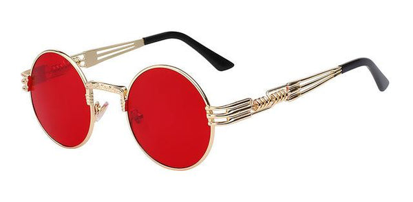Men's Luxury Round Metal Steampunk Coated Lens Sunglasses in Retro Style - SolaceConnect.com