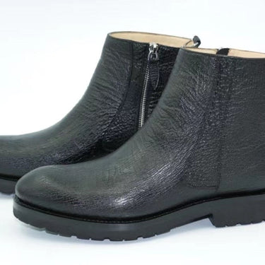 Men's Luxury Style Zipper Closed Rare Shark Skin Ankle Boots with Rubber Sole  -  GeraldBlack.com