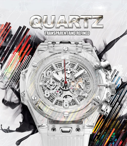 Men's Luxury Transparent Case Calendar Waterproof Quartz Wristwatch  -  GeraldBlack.com