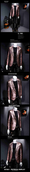 Men's Luxury Vintage Jacquard Metal Gold Yarn Slim Suit Blazers  -  GeraldBlack.com