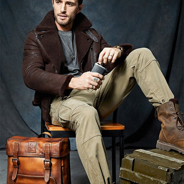 Men's Luxury Vintage Style Water Repellent Cowhide Leather Backpack  -  GeraldBlack.com