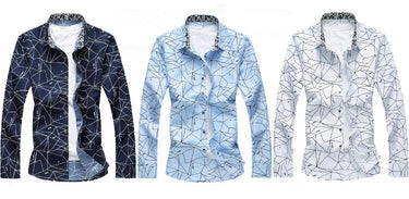 Men's M to Plus Size Printed Long Sleeve Slim Fit Business Leisure Shirt  -  GeraldBlack.com