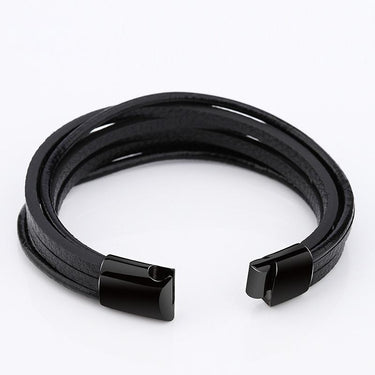Men's Magnetic-Clasp Cowhide Multi-Layer Braided Wrap Bracelet Bangles - SolaceConnect.com