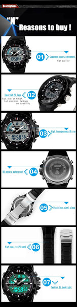 Men's Masculino Waterproof Silicone Quartz Sports Watch in Military Fashion  -  GeraldBlack.com