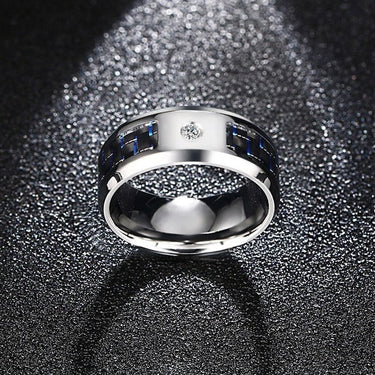 Men's Masonic Stainless Steel Carbon Fibre 8mm Punk Round Wedding Ring  -  GeraldBlack.com