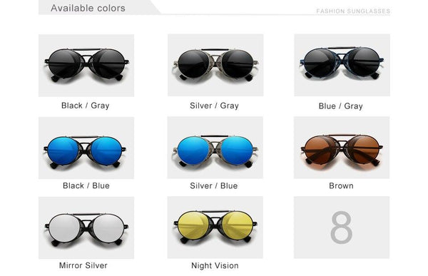 Men's Metal Frame Anti-reflective Mirror UV400 Polarized Round Sunglasses - SolaceConnect.com