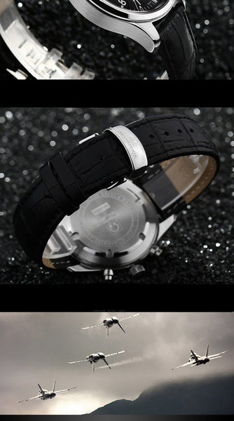 Men's Military Stainless Steel Luminous Pilot Quartz Movement Wristwatch  -  GeraldBlack.com