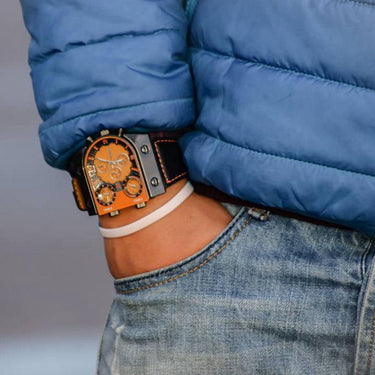 Men's Military Style Leather Strap Multi-Time Zone Quartz Wristwatches  -  GeraldBlack.com