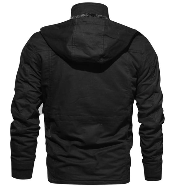 Men's Military Style Thick Thermal Fleece Warm Winter Jackets with Hood - SolaceConnect.com
