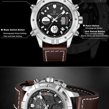 Men's Miltary Fashion LuxuryLeather Waterproof Analog Quartz Wristwatches - SolaceConnect.com