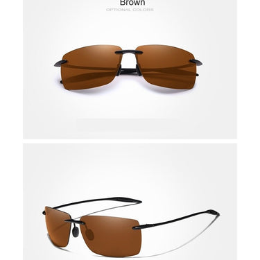 Men's Mirror Lens Ultralight Square TR90 Frameless Rimless Sunglasses - SolaceConnect.com
