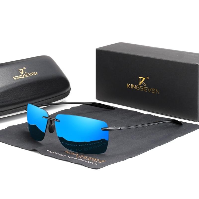 Men's Mirror Lens Ultralight Square TR90 Frameless Rimless Sunglasses  -  GeraldBlack.com
