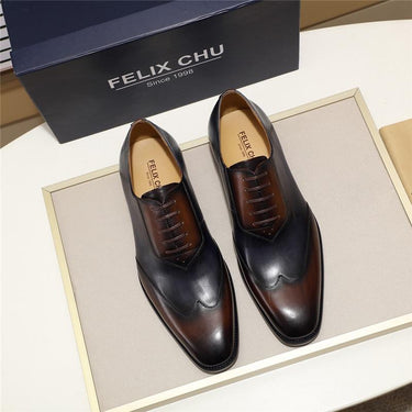 Men's Modern Mixed Colors Genuine Cow Leather Lace-up Oxford Shoes - SolaceConnect.com