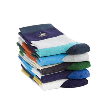 Men's Multicolor 5 Pairs Casual Cotton Business Embroidery Socks - SolaceConnect.com