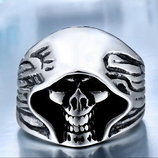 Men's Never Fade High Quality Punk Biker Ring with Cool Hell Death Skull  -  GeraldBlack.com