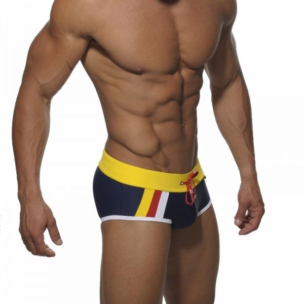 Men's Nylon Solid Color Low Waist Surf Board Swimwear Briefs with Pocket  -  GeraldBlack.com