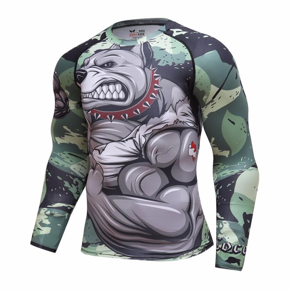Men's O-Neck 3D Animal Printed Long Sleeves O-Neck Fitness Tops - SolaceConnect.com