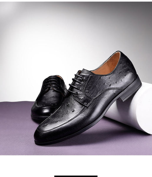 Men's Ostrich Genuine Leather Fashion Wear-Resistant Non-Slip Casual Shoes  -  GeraldBlack.com