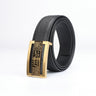 Men's Ostrich Leather Canto Holographic Business Plate Buckle Belt  -  GeraldBlack.com