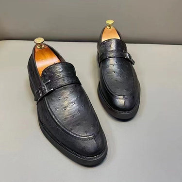 Men's Ostrich Leather pointed Toe Casual Formal Designer Dress Shoes  -  GeraldBlack.com