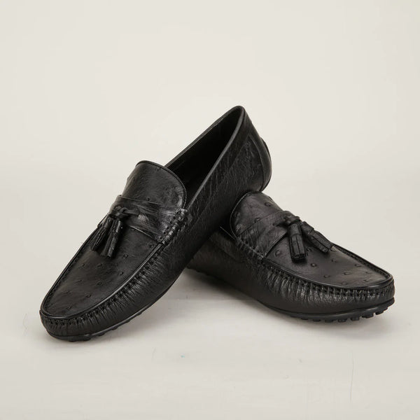 Men's Ostrich Skin One Foot Pedal Casual Wear Resistant Designer Flats  -  GeraldBlack.com