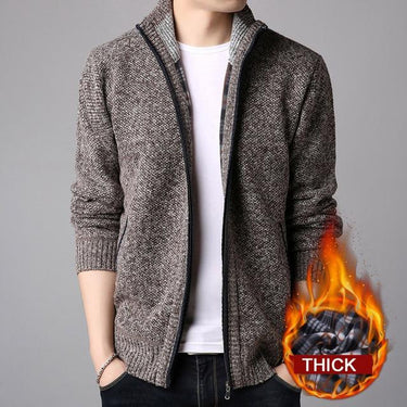 Men's Oversize Solid Thick Warm Cardigan Sweater with Zipper - SolaceConnect.com