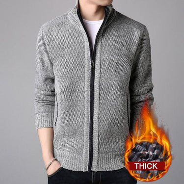 Men's Oversize Solid Thick Warm Cardigan Sweater with Zipper - SolaceConnect.com