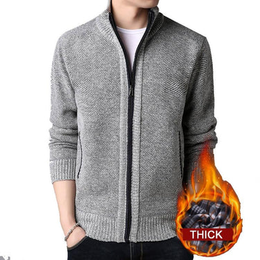 Men's Oversize Solid Thick Warm Cardigan Sweater with Zipper  -  GeraldBlack.com