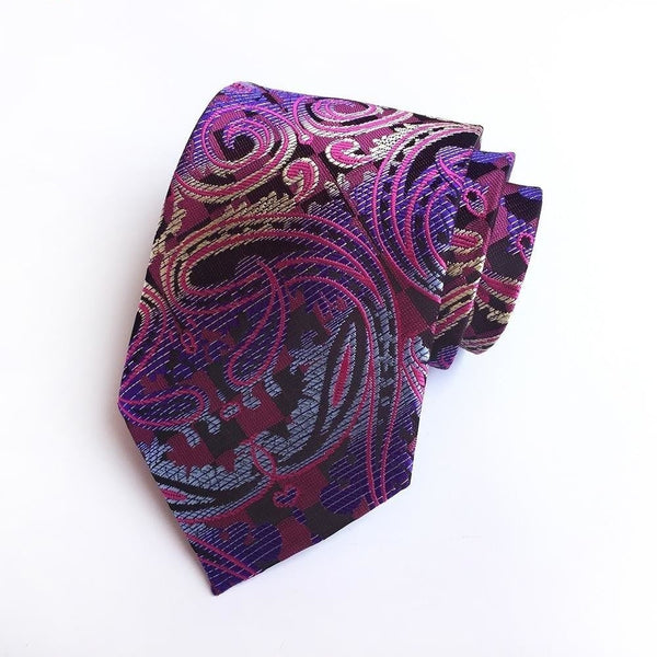 Men's Paisley Jacquard Woven Striped Silk Necktie for Business Suit  -  GeraldBlack.com