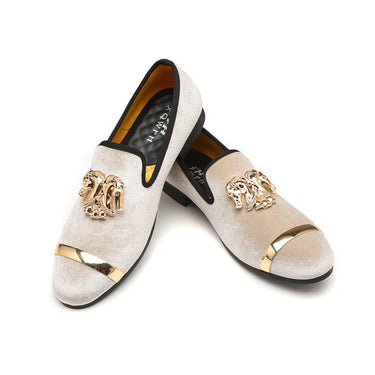 Men's Party And Wedding Handmade Loafers Velvet Shoes With Gold Buckle  -  GeraldBlack.com