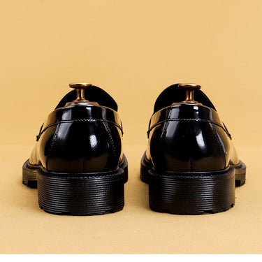 Men's Patent Leather Round Head Thick Bottom Designer Business Loafers  -  GeraldBlack.com