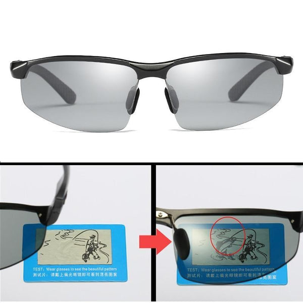 Men's Photochromic Polarized Rimless Night Driving Sunglasses Goggles - SolaceConnect.com