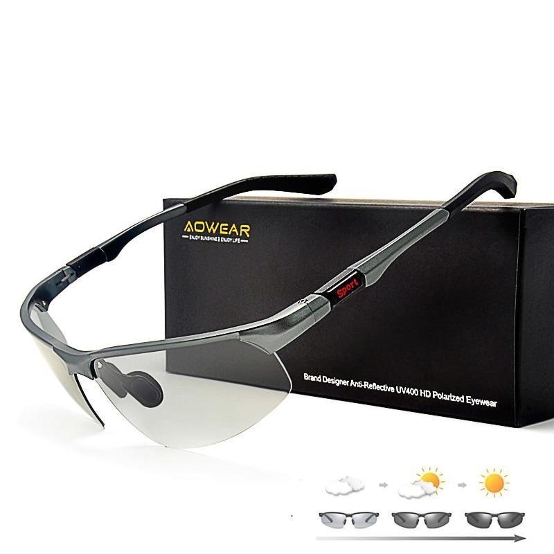 Men's Photochromic Polarized Rimless Night Driving Sunglasses Goggles  -  GeraldBlack.com