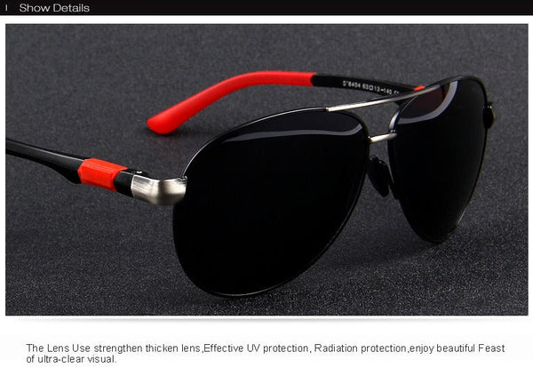 Men's Pilot Style Aluminum Frame HD Polarized UV400 Sunglasses  -  GeraldBlack.com