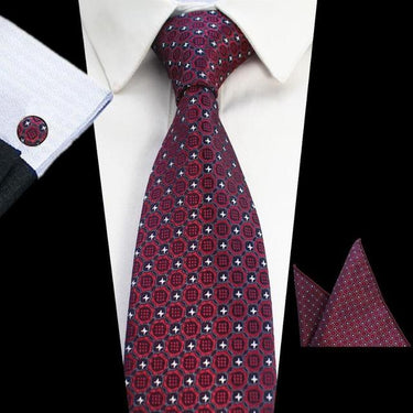 Men's Plaid & Dot & Paisley Tie Handkerchief Cufflinks Sets for Business - SolaceConnect.com