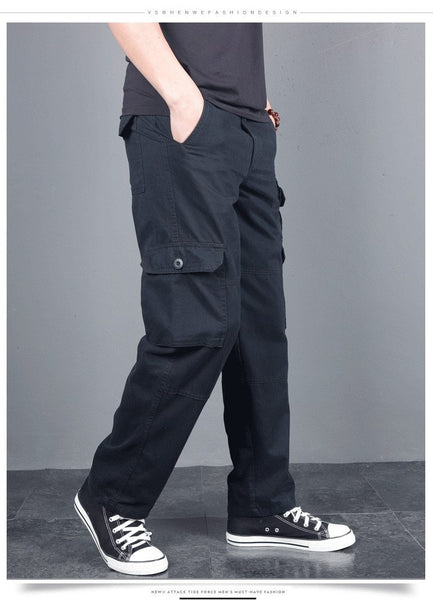 Men's Plus Size Full-Length Loose Overall Straight Leg Casual Pants - SolaceConnect.com