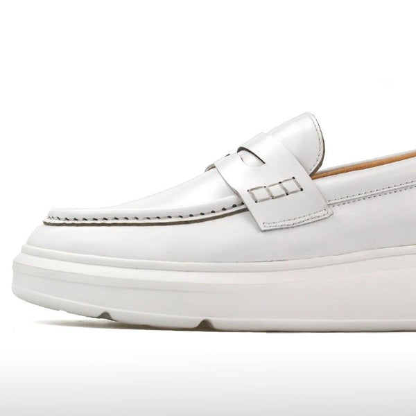 Men's Plus Size Leather Thick Platform Slip-on Loafers for Business Casual - SolaceConnect.com