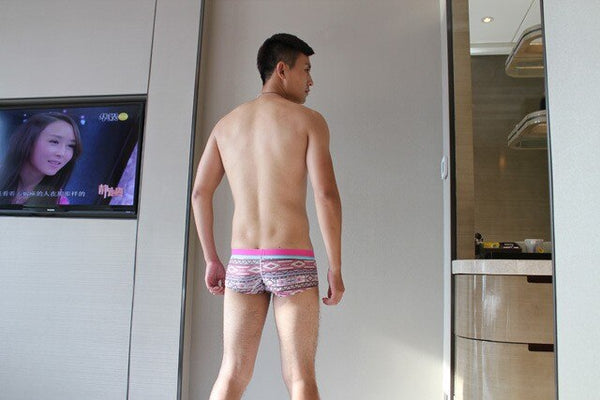Men's Printed Cotton Slim Low Waist U Convex Breathable Underwear Boxer - SolaceConnect.com