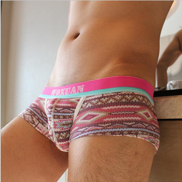 Men's Printed Cotton Slim Low Waist U Convex Breathable Underwear Boxer  -  GeraldBlack.com