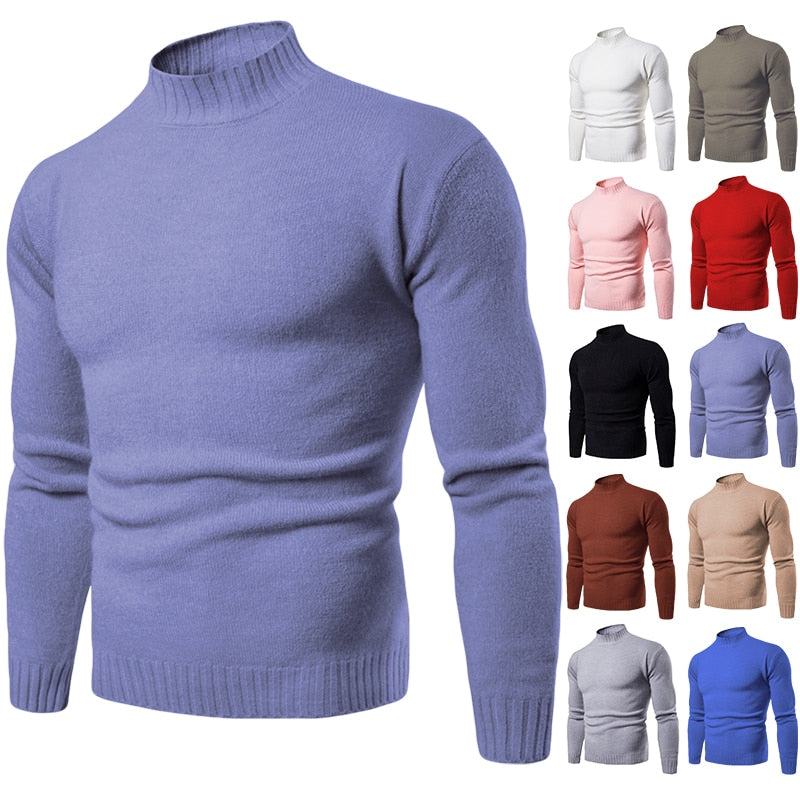 Men's Pullover Sweaters Turtleneck Knitwears Slim Jersey Winter High Collar Jumper Clothing  -  GeraldBlack.com