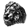 Men's Punk Personality Silver Lion King Ring Vintage Black Biker Jewelry  -  GeraldBlack.com