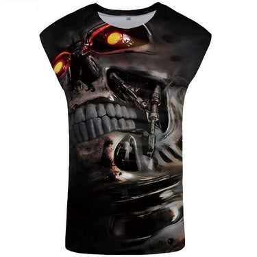 Men's Punk Tank Top Singlet 3D Gothic Print Fitness Vest with O-Neck - SolaceConnect.com