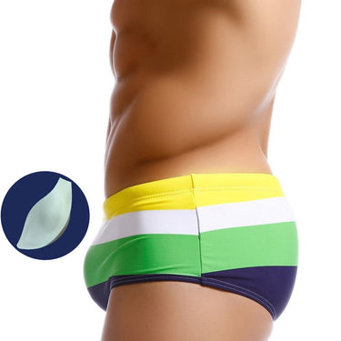 Men's Push Up Pad Swimsuit Sexy Water Repellent Gay Bikini Striped Swimming Shorts  -  GeraldBlack.com